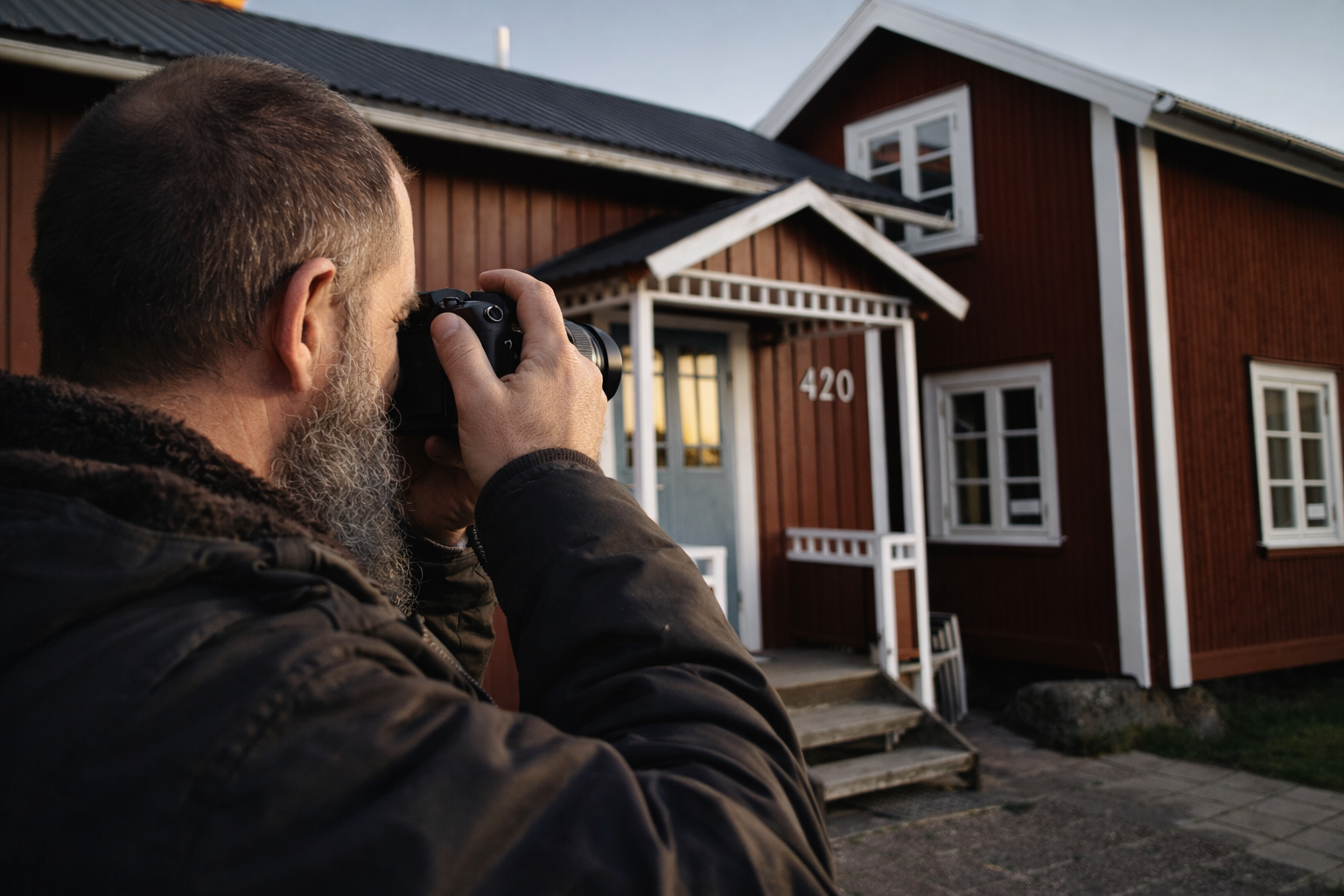Photographing red Swedish house