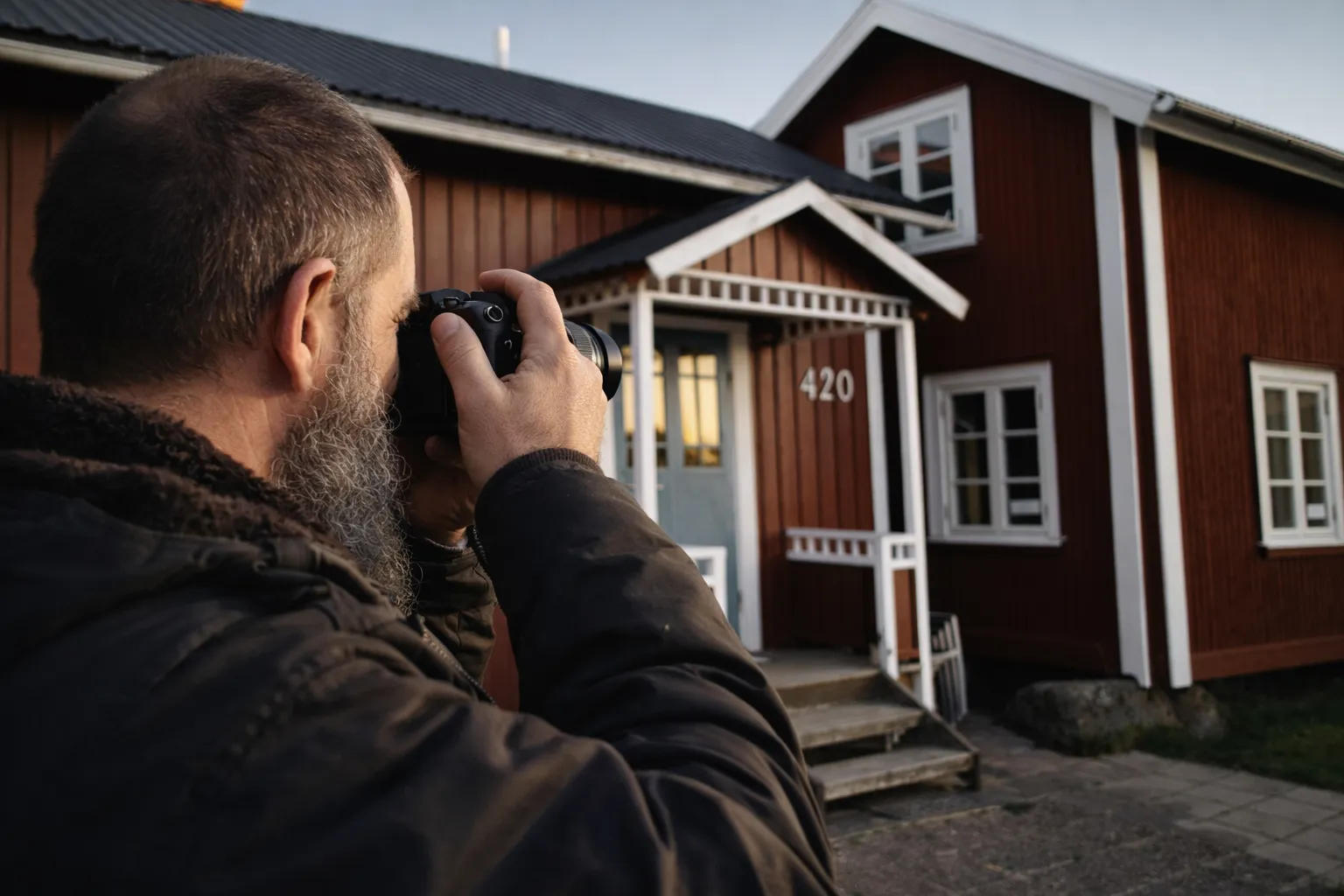 Photographing red Swedish house