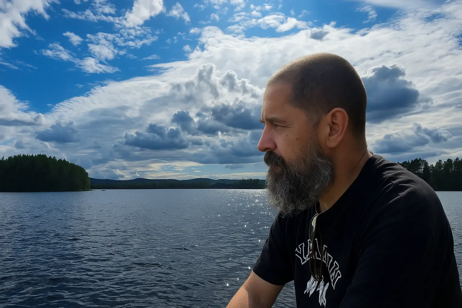 Nico by a lake in Värmland